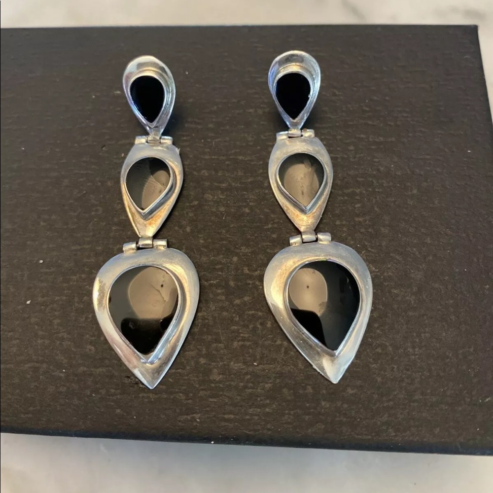 Vintage black onyx earrings